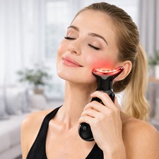 Deplux Facial Neck Massager for Skin Care at Home -7 in 1 Glossy Black NEW 2026 picture