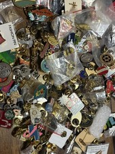 1lb Vintage modern Collectible Enamel Pin Lot Olympics Travel Scouts Estate Find picture