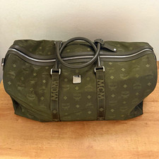 MCM Green Logo Nylon Duffle Bag 19
