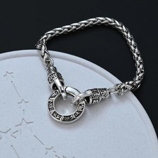 Vintage 925 Sterling Silver Bracelet Heavy Pendant Retro String Link Jewellery picture