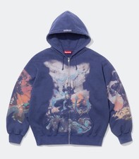 Supreme Frank Frazetta Zip Up Hooded Sweatshirt Washed Navy Size Large FW24 picture