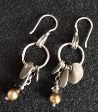 VERY NICE $149 Silpada SILVER EARRINGS .925 Brass Simulated Gemstone Charm L@@K picture