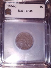 1864 L Indianhead Penny, ICG EF45, Rare Date, Issue Free picture