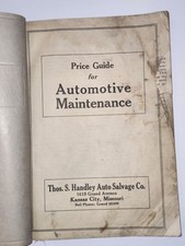 1923 Automotive Maintenance Parts Price Guide Book Pre-1923 Brass Era picture