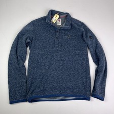 NWT Relwen Men's Blue Mock Neck Snap T Button Lined Fleece Pullover Medium New picture