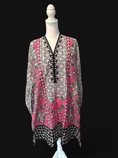 Khaadi Khaas Embroidered Cotton Tunic Dress 14 Pakistani Kurta Pink Floral Boho picture