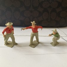💥VINTAGE BRITAINS ENGLAND LEAD COWBOYS SET OF 3 DIFFERENT💥 picture