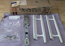 Vintage Andersen Gliding Door Complete Reachout Lock & White Handleset Assembly  picture