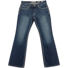 BKE Jeans Mens 32R Derek Bootcut Blue Denim Thick Stitch Contrast picture