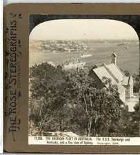 Geo Rose, U.S. Fleet In Australia, U.S.S. Kearsarge & Kentucky--Stereoview A198 picture