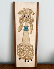 Vintage poodle mid-century modern gravel, pebble, and string wall art. picture