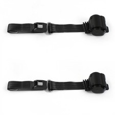 Ford 1949 - 1951 Standard 2pt Black Retractable Bucket Seat Belt Kit - 2 Belts  picture