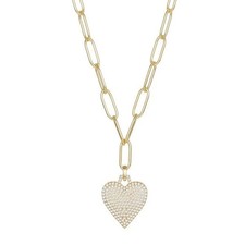 Sophisticated 1.05Ct Heart Paperclip Necklace 18'' – 14K Yellow Gold picture