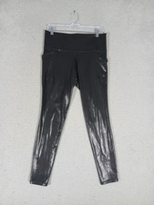 Athleta Salutation Stash Shine TIght Womens Large Black UPF 50+ Yoga Athleisure picture