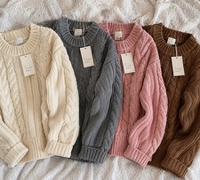 A New Day Women's Large Cable Knit Sweater Lot of 4 NWT Pink Gray Brown Cream picture