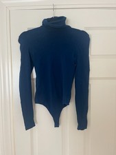 Wolford Colorado Turtleneck Thong Bodysuit Womens XS Navy Blue picture