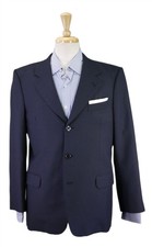 Bespoke Handmade in Portugal Navy Blue 3-Btn Wool Blazer Jacket 40S picture