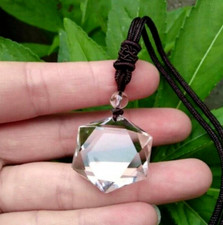 Clear Quartz Crystal Hexagram Pendant Healing Stress Relief Amulet Necklace Gift picture
