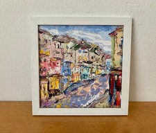 Edinburgh Scotland Cityscape Oil Painting On Canvas Board  Abstract Houses Art picture