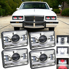 Fit 1976-1987 Pontiac Grand Prix 4PCS 4x6'' LED Headlights Hi/Lo Red Demon eyes picture