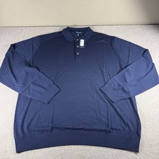 Peter Millar Crown Crafted Dorset Sweater Polo XXL Navy 100% Merino Wool $350 picture