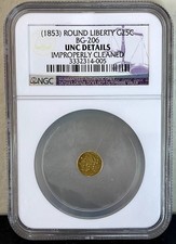 ND(1853) G25C RD California Fractional Gold / BG-206 NGC UNC / HR4 Period One picture