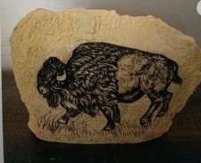 Buffalo   Rock look resin figurine Rare 4”x6” picture