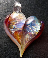 Boomwire Glass Heart pendant - Contemporary Handmade lampwork jewelry art bead picture