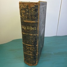 1854 German Bible Old & New Testaments Holy Bible Antique Leather picture