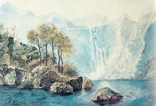 Adolf Hitler Mountain Lake 1910 vintage art print antique painting picture