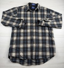 Vtg Pendleton Flannel Shirt 100% Virgin Wool Tartan Plaid Button Up 90s Mens L picture