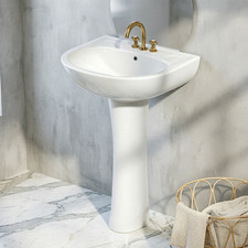 HOROW 22x19 Inch U-Shape Ceramic Pedestal Sink with Overflow&3 Pre-Drilled Holes picture