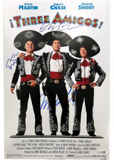 MARTIN SHORT STEVE MARTIN CHEVY CHASE SIGNED THREE AMIGOS 12X18 MOVIE POSTER JSA picture
