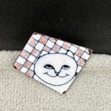 Vintage Brooch Enamel Cat Signed Zell '86 picture