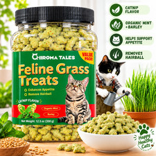 13.4 OZ Cat Grass Treats Natural Salmon Flavor Healthy Cat Snacks Training Biscu picture