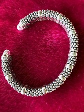 LAGOS STERLING SILVER 925 CAVIAR WHITE TOPAZ CUFF BRACELET picture