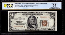 1929 $50 FEDERAL RESERVE BANK NOTE MINNEAPOLIS FR.1880-I PCGS B ABOUT UNC AU 55 picture