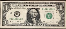Super Repeater Binary Note Very Rare $1 Dollar Bill #12121212 picture