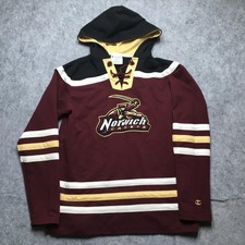 Norwich Cadets Sweatshirt Mens Medium Red College Hockey Champion Lace Up picture