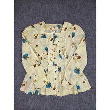 Vintage 70s Rag O Muffins Sheer Floral Gauze Blouse Square Neck Boho Prairie M picture