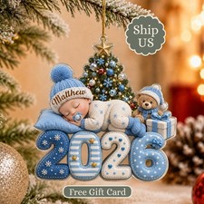 Personalized Baby's First Christmas Acrylic Ornament, Custom Baby Name 2026 picture