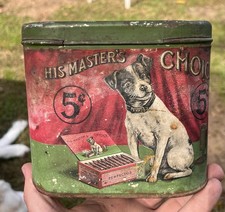Antique His Masters Choice Cigar Advertising Tin W/ Dog picture
