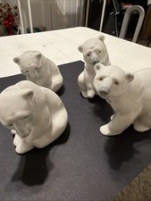 Vintage Lladro Porcelain Polar Bear Figurines Set of 4 - #1207 #1208 #1209 Spain picture