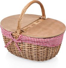 Country Picnic Basket, Sturdy Woven Wicker Basket with Customizable Split-Lid De picture