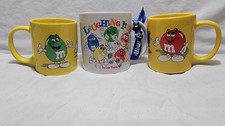 VTG 1996 M&Ms Yellow Character Mugs Red & Green & M&Ms World Las Vegas Mug Lot picture