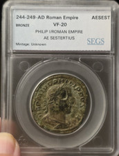 Philip I - The Arab (AD 244-249) AE Sestertius - SEGS Graded VF - 20 RIC 169a picture