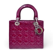 Pre-Owned Dior Lady Red Leather Cannage Top Handle Bag  Silver Hardware picture