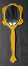 Vintage Art Deco Celluloid Hand Mirror Green Marbled Pearlized Vanity Circa 1920 picture
