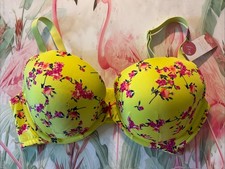 The Modern Cacique Collection Underwire Bra Yellow W/Pink Floral 44D NWT $42.95 picture
