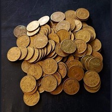 India 20 Paise Symbol Lotus Mix Condition, Mix Year, Brass Coin Lot of 20 Pcs picture